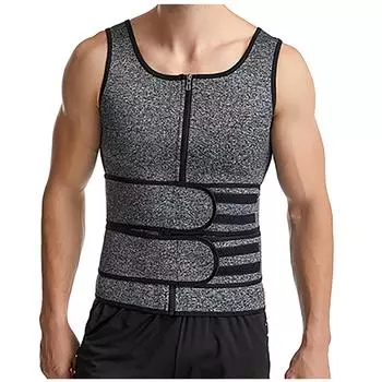 (SU)Мужской жилет для тренировки талии, формирователь тела с двойной молнией M чёрный