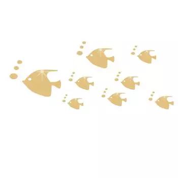 (SU)Наклейки на стену с пузырьковой рыбой, зеркальные наклейки с океанической рыбой, акриловые зеркальные наклейки на стену One Size золотой