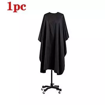 (SU)Нейлоновая шаль для парикмахерской из черной ткани с застежкой-кнопкой One size