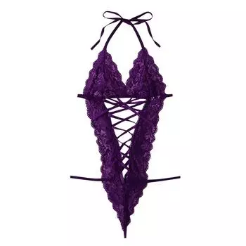 (SU)Новое женское нижнее белье с глубоким V-образным вырезом и бретельками, боди с кружевной повязкой, нижнее белье XL