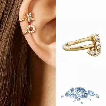 (SU)Новые 26 зажимов для ушей с английским алфавитом, персонализированные модные серьги, подарки One size золотой