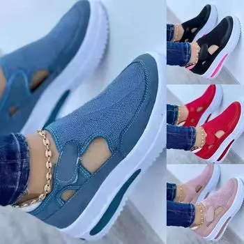 (SU)Новые летние туфли на платформе, полые сандалии, повседневная обувь из сетки, женская обувь 36 чёрный