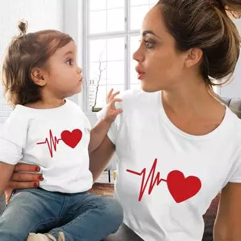(SU)Одинаковые футболки для всей семьи, топы с короткими рукавами и принтом «Любовь для мамы и женщины», блузка, одежда S белый