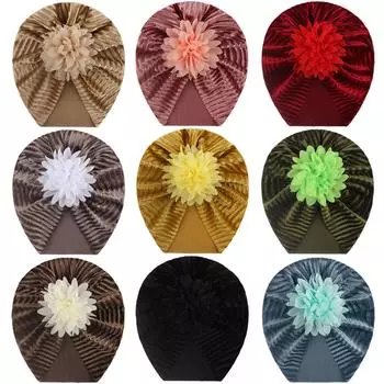 (SU)Однотонная ребристая шляпа с цветочным принтом для маленьких мальчиков и девочек, аксессуары для головных уборов BK чёрный