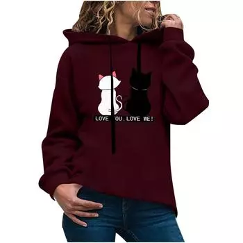 (SU)Осенне-зимняя женская толстовка с капюшоном, пуловер, топы с длинными рукавами, удобные XXXL розовый