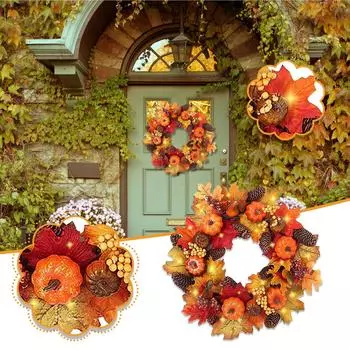 (SU)Осенние венки 40 см осенний кленовый лист ягодная гирлянда искусственный цветочный венок передняя дверь