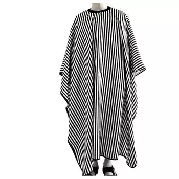 (SU) Парикмахерский халат в полоску для стрижки волос/накидка для парикмахеров One Size чёрный