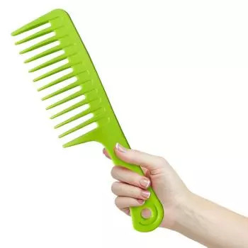 (SU)Пластиковая расческа для душа с широкими зубьями, антистатическая технология, предотвращающая запутывание зелёный
