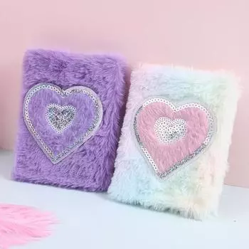 (SU)Плюшевый мультфильм милый дневник тетрадь блокнот бумага высокого качества PP фиолетовый