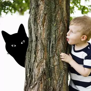 (SU)Подарки для кошачьего сада. Украшение для любителей котят. Искусство подглядывающего кошачьего двора. One size чёрный