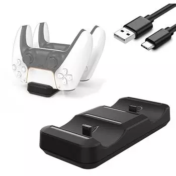 (SU)Подставка для зарядного устройства со светодиодной подсветкой для геймпада PS5 2, USB-подставка для зарядки, док-станция One size чёрный