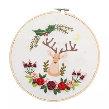 (SU)Полный спектр вышивки крестиком на ткани для вышивки с цветочным комплектом A белый