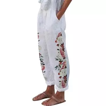 (SU)Повседневные брюки Omen с карманами и эластичной резинкой на талии, свободные длинные брюки, брюки L синий