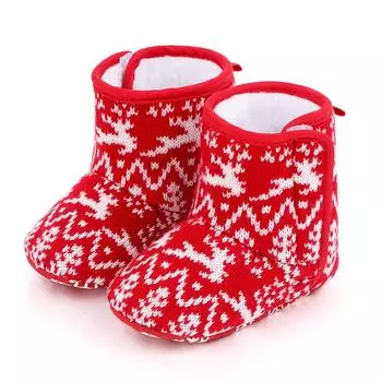 (SU)Рождественские домашние туфли принцессы на мягкой подошве для маленьких девочек, детская прогулочная обувь 12 красный