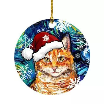 (SU)Рождественские кошки и собаки, украшения в животном стиле, подвески, домашние елочные украшения, деревянные подвески One Size