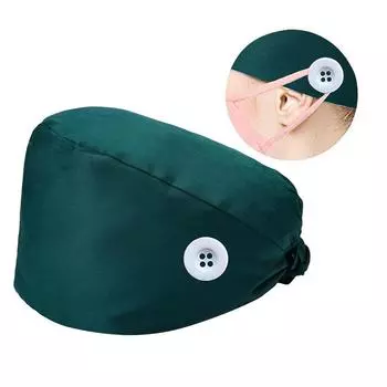 (SU)Скраб-шапочка с пуговицами Пышная шапка с повязкой для женщин и мужчин One size