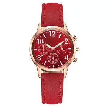 (SU)Светящиеся часы-указатели, кожаный браслет, женские часы, кварцевые часы One Size чёрный