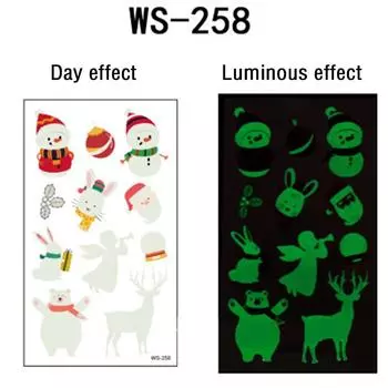 (SU)Светящиеся наклейки, Рождественский снеговик, лицо, моделирование, мультяшные флуоресцентные наклейки, наклейки на оконное стекло, украшение 10.5 * 6cm