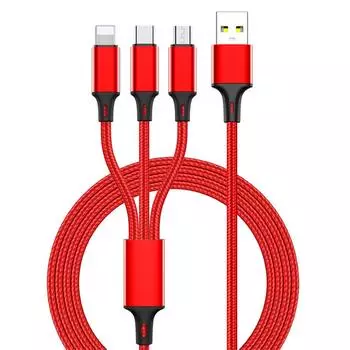 (SU)Универсальный USB-кабель для быстрой зарядки 3 In1 Многофункциональный шнур зарядного устройства для сотового телефона 14 для S22 One Size чёрный