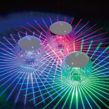 (SU)Водонепроницаемый светодиодный светильник на солнечной энергии, многоцветный, изменяющий водный дрейф, плавающий свет One Size
