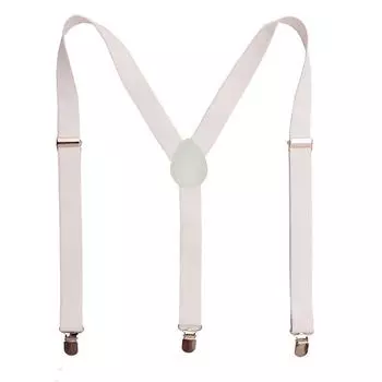 (SU)Высококачественные подтяжки унисекс, очень широкие, с зажимами 4P, однотонные брюки, зажим для брюк One Size белый