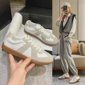 Su Yinyin Dexun Women s 2025 Retro Soft Leather White Casual Flat Sneakers 40 белый
