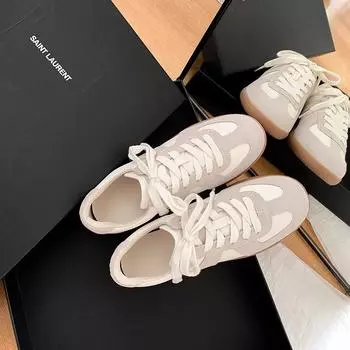 [Su Yinyin] Leather small inner height increase silver German training shoes women s shoes 2024 new sports and leisure board shoes 35