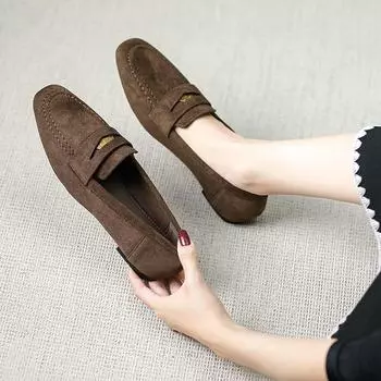 Su Yinyin Miu Small Gold Coin One Pedal Black Mary Jane Shoes Platform Loafers British Style Small Leather Shoes Single Shoes 35 хаки