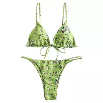 (SU)Женщины Bandeau Bandage Bikini Set Push-Up Бразильские купальники Пляжная одежда Купальник M фиолетовый