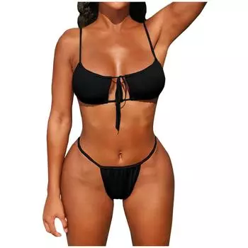 (SU)Женщины Bandeau Bandage Bikini Set Push-Up Бразильские купальники Пляжная одежда Купальник M белый