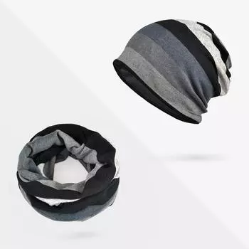 (SU)Женская кепка в двойную полоску вязки One size