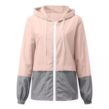 (SU)Женская лоскутная куртка от дождя, уличные куртки, плащ с капюшоном, ветрозащитный XL серый