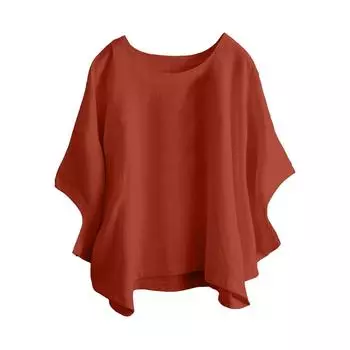 (SU)Женская мода, повседневная темпераментная футболка с круглым вырезом и коротким рукавом, однотонная хлопковая футболка из конопли, топ L чёрный