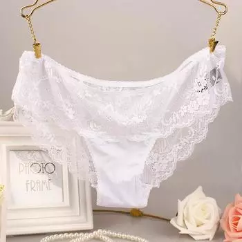 (SU)Женские сексуальные кружевные прозрачные дышащие модные трусики, нижнее белье, нижнее белье L белый