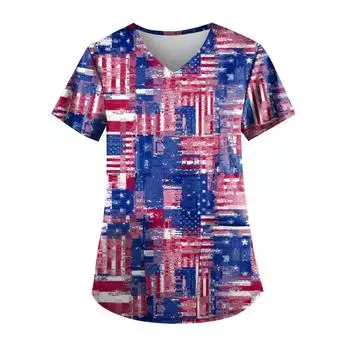 (SU)Женские топы с v-образным вырезом и короткими рукавами с персонализированным принтом, рабочие футболки XXXXL чёрный