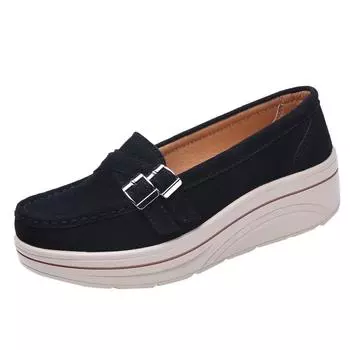 (SU)Женские туфли для маффинов, кожаные туфли на толстой подошве, криперы, мокасины 38 чёрный