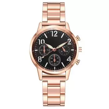 (SU)Женские высококачественные кварцевые часы из нержавеющей стали со светящимся циферблатом, часы для отдыха One size чёрный