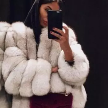 (SU)Женский кардиган с круглым вырезом и длинным рукавом, плюшевое модное темпераментное пальто S белый