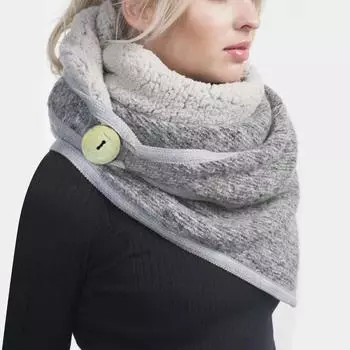 (SU)Женский повседневный шарф с принтом, модный многоцелевой платок в стиле ретро, шарф на пуговицах One size серый