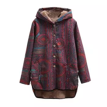 (SU)Женский пуловер с капюшоном и карманами в этническом стиле, мягкая куртка средней длины с длинными рукавами L жёлтый