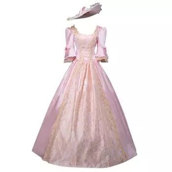 (SU)Женское готическое винтажное платье в стиле ретро в стиле стимпанк, платье принцессы с короткими рукавами S розовый