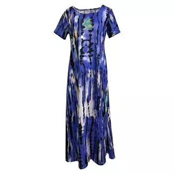 (SU)Женское летнее платье. Пляжный сарафан. Свободное платье. Платье макси. Платье с круглым вырезом с короткими рукавами и завязками в богемном стиле. L чёрный