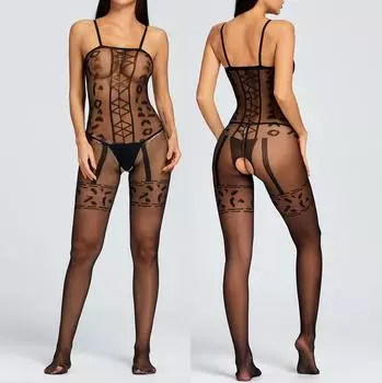 (SU)Женское нижнее белье Babydoll, нижнее белье с открытой промежностью, боди One size