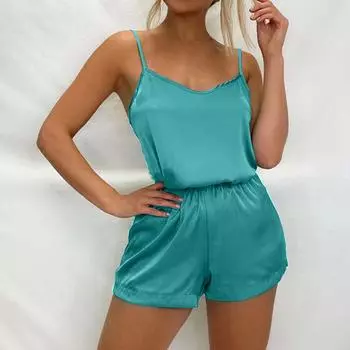 (SU)Женское сексуальное нижнее белье, атласная шелковая ночная рубашка Babydoll, пижамный комплект XL зелёный