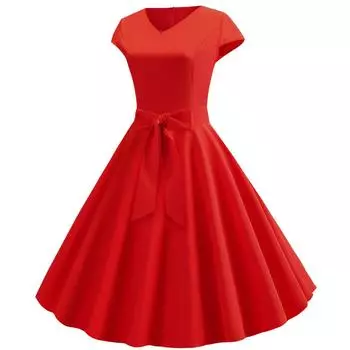 (SU)Женское винтажное тонкое винтажное платье с коротким рукавом и однотонным бантом L чёрный