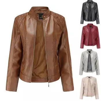 (SU)Зимнее теплое женское короткое пальто, кожаная куртка, топы на молнии, пальто и верхняя одежда L чёрный