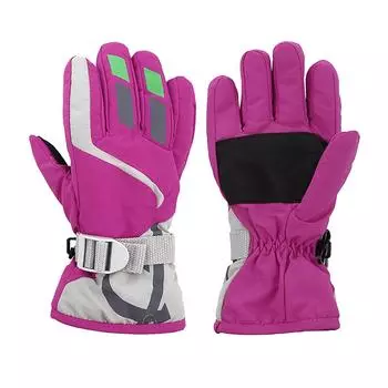 (SU)Зимние перчатки для детей, мальчиков и девочек, зимние ветрозащитные варежки, варежки для занятий спортом на открытом воздухе, катание на лыжах PP фиолетовый