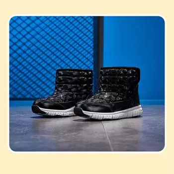 (SU)Зимние зимние сапоги для мальчиков и девочек, непромокаемая уличная теплая обувь на искусственной плюшевой подкладке 27 чёрный