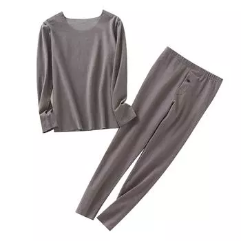 (SU)Зимний мужской толстый теплый пижамный костюм с длинным рукавом, повседневная одежда, домашний пижамный комплект XXL серый