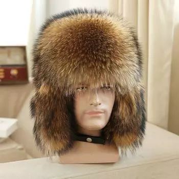 Sub-zero Толстая теплая шапка из меха енота, зимняя теплая защитная меховая шапка из натуральной кожи с полным волосом, мужская шапка S54-56cm